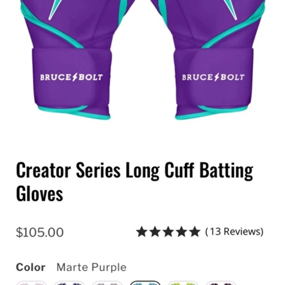 Bruce Bolt Batting Gloves | Large | Purple/blue | Creator Series - Picture 2 of 8